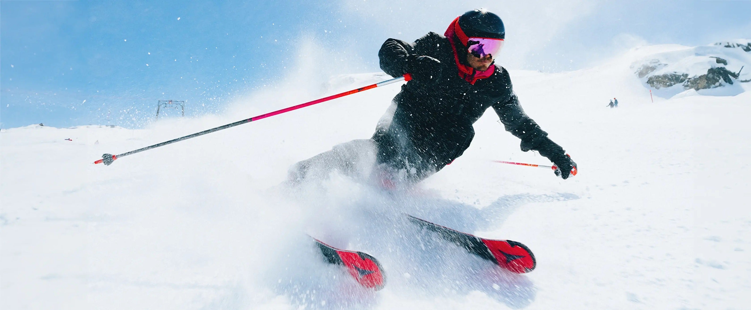 Alpine ski poles with ergonomic grips and durable construction for downhill skiing