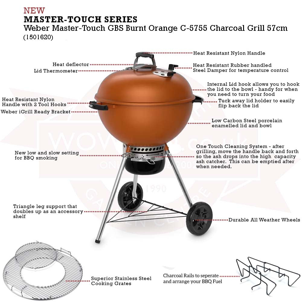 WEBER MASTER TOUCH E-5755 GBS Charcoal Grill 57 cm orange, 1501620
